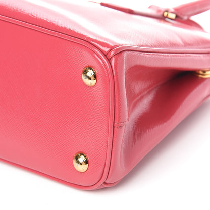Prada Saffiano Vernice Mini Galleria Double Zip Tote Peonia 6 of 16
