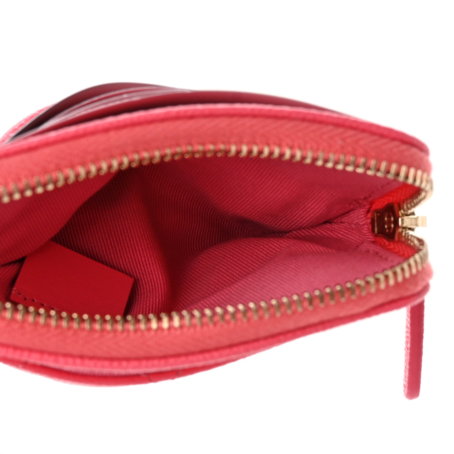 Caviar Quilted Zip Card Holder Wallet Pink