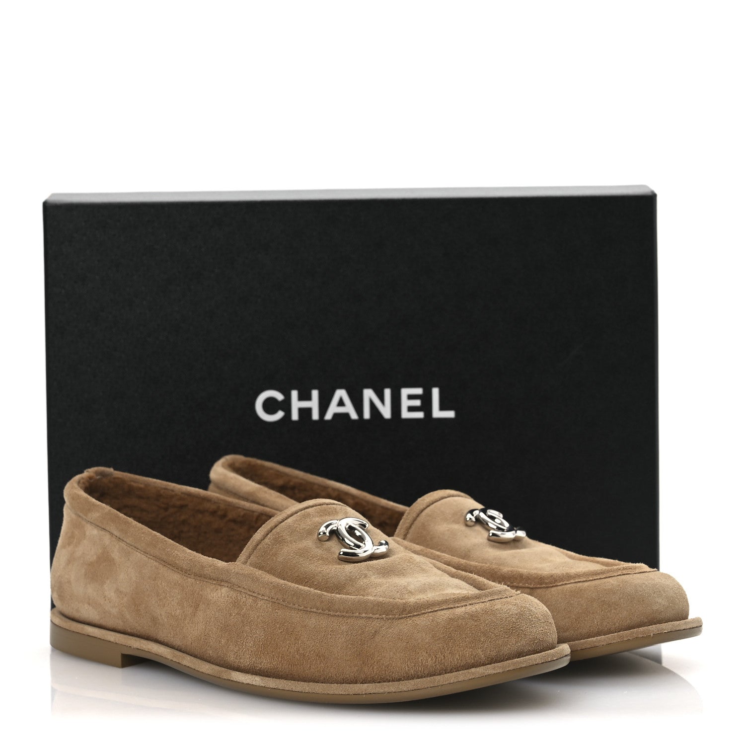 Chanel Suede Calfskin CC Loafers 41 Dark Beige 12 of 12