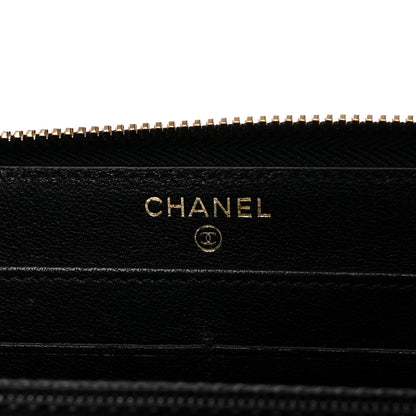Chanel Sheepskin Chevron Quilted Mademoiselle Vintage Zip Around Wallet Black 8 of 11