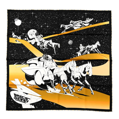 Hermes Silk Space Derby Scarf 90 Black White Gold 1 of 5