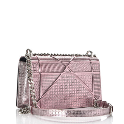 Christian Dior Metallic Patent Micro-Cannage Medium Diorama Flap Bag Pink 3 of 7
