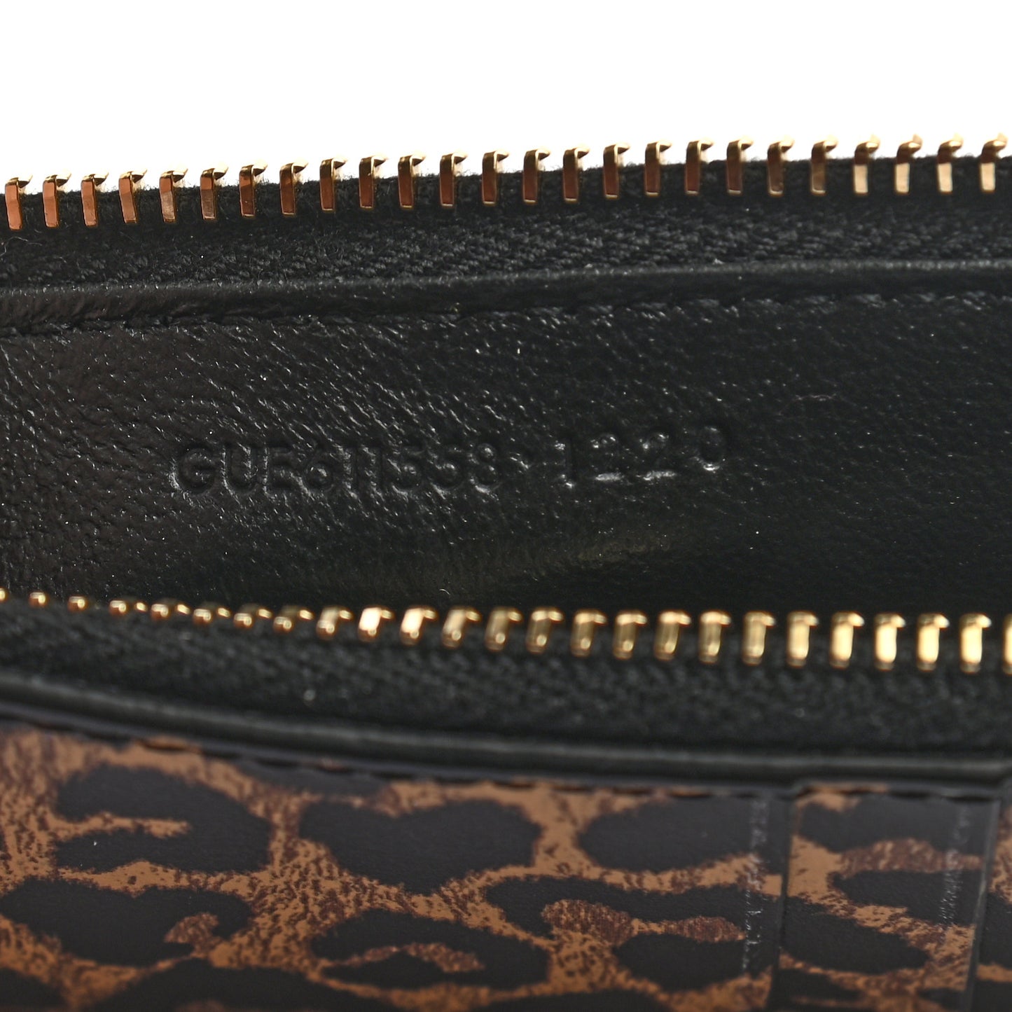 Calfskin Leopard Print Monogram 5 Fragments Zip Pouch Card Holder