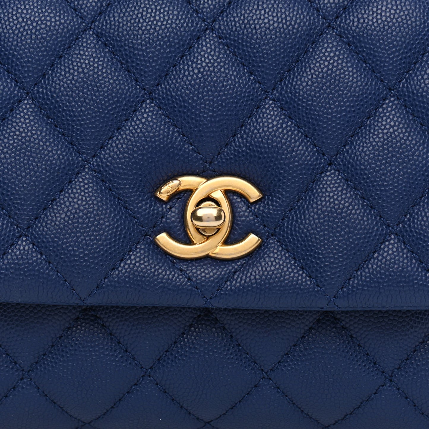 Caviar Elaphe Quilted Mini Coco Handle Flap Blue