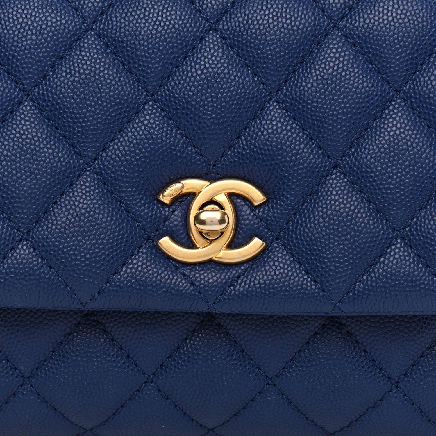 Chanel Caviar Elaphe Quilted Mini Coco Handle Flap Blue 7 of 9