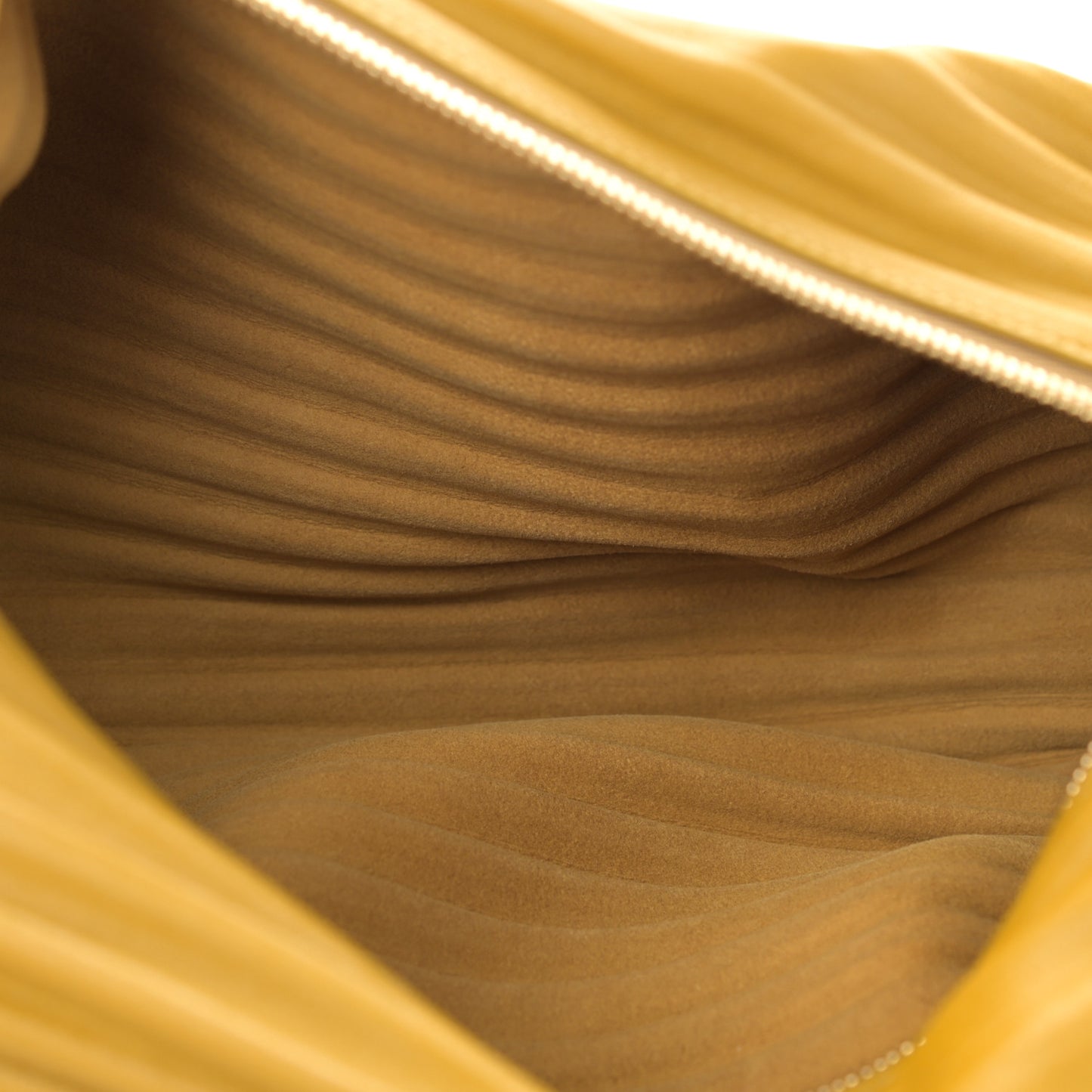 Lambskin Pleated Bracelet Pouch Shoulder Bag Ochre