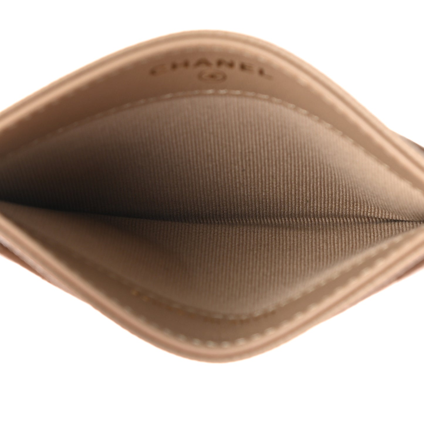 Caviar Quilted Card Holder Dark Beige