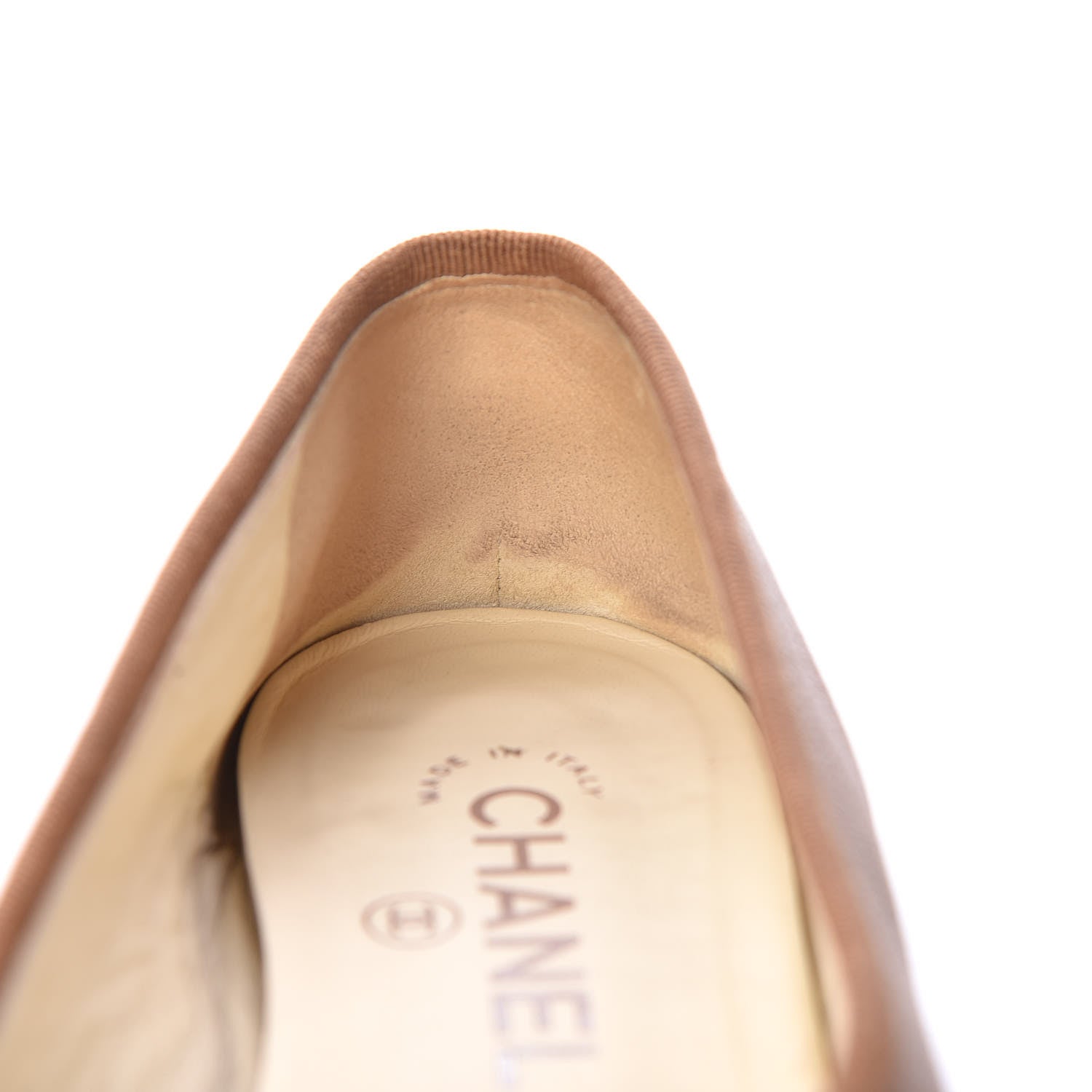 Chanel Patent Goatskin Cap Toe Ballerina Flats 37.5 Camel 17 of 18