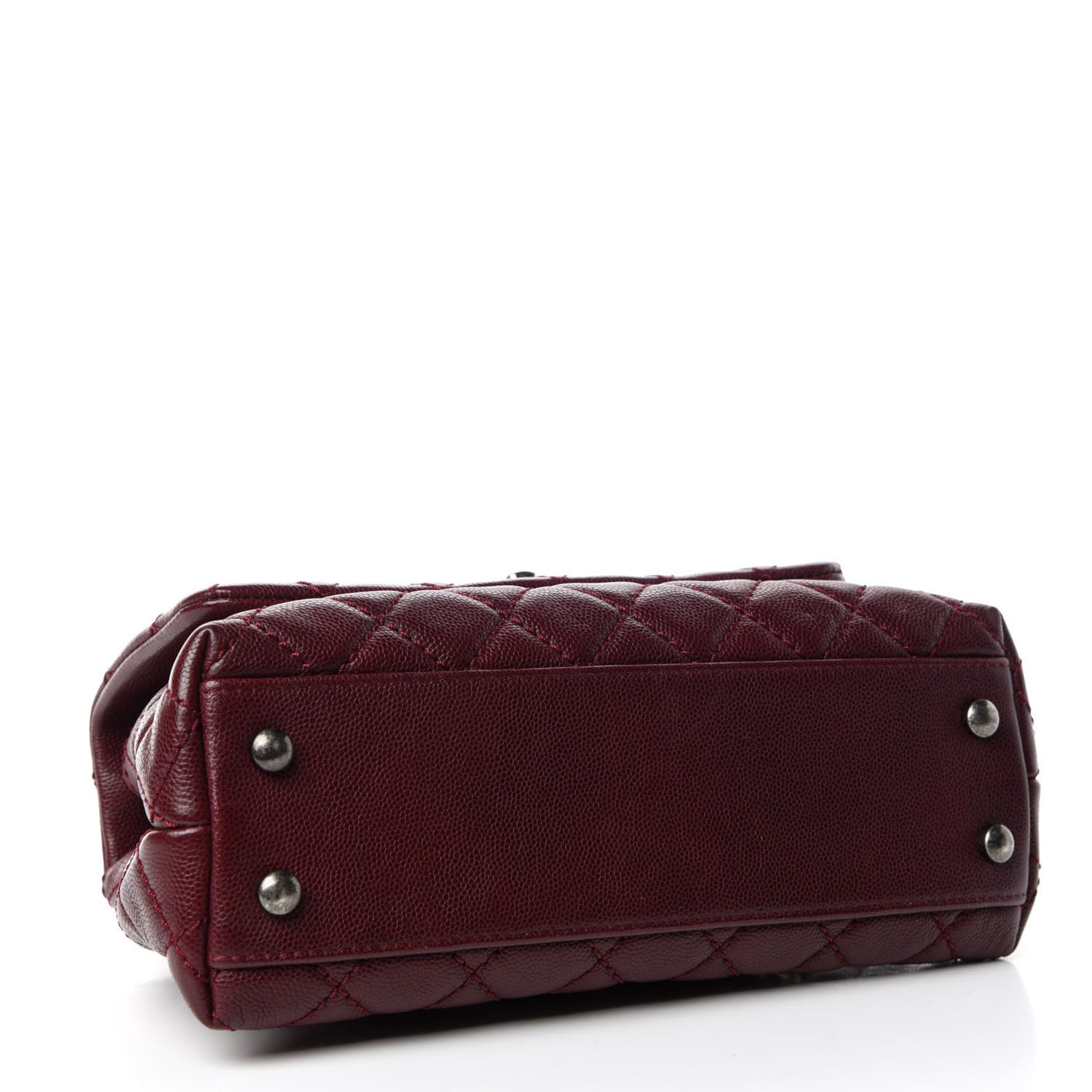 Caviar Quilted Mini Coco Handle Flap Burgundy
