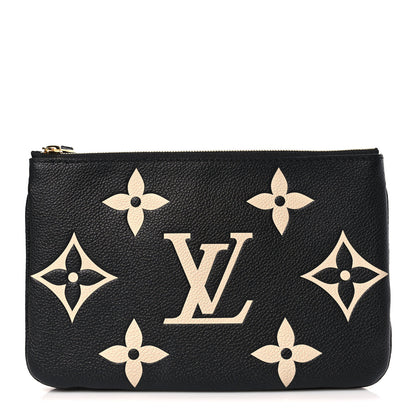Louis Vuitton Empreinte Monogram Giant Double Zip Pochette Black Cream 1 of 9