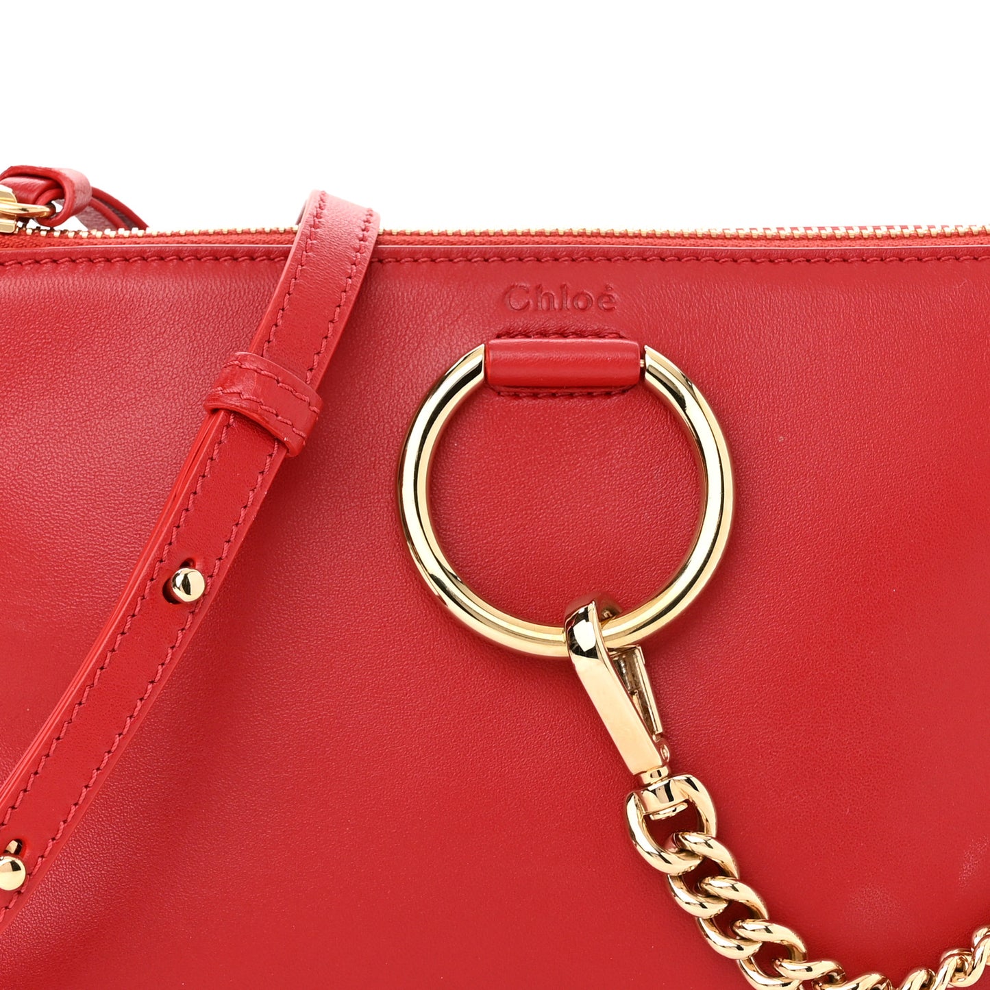 Supple Lambskin Small Faye Soft Zippered Shoulder Bag Red Crush