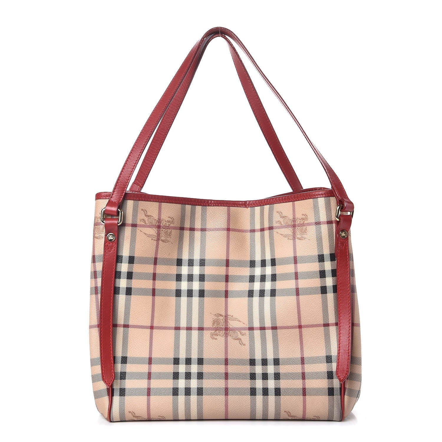 Burberry Haymarket Check Small Canterbury Tote Military Red 1 of 9