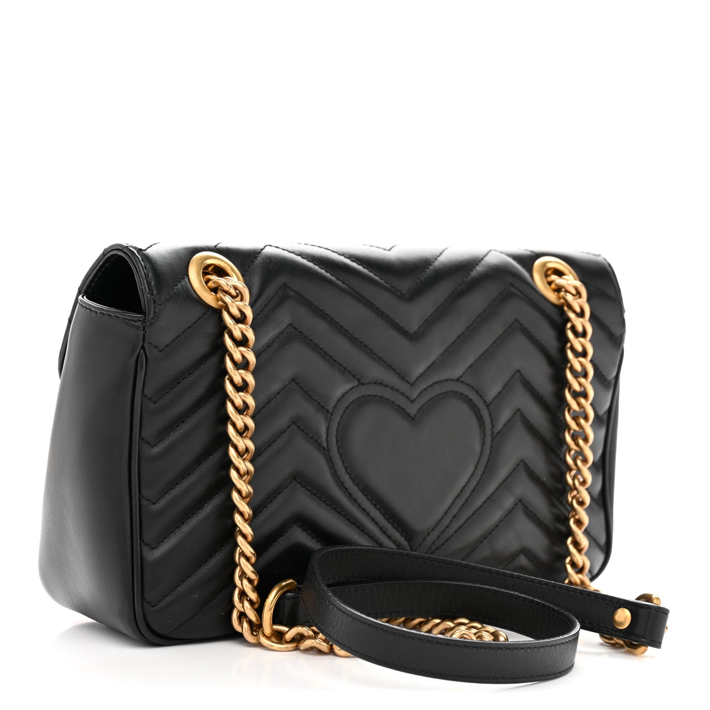 Calfskin Matelasse Small GG Marmont Shoulder Bag Black