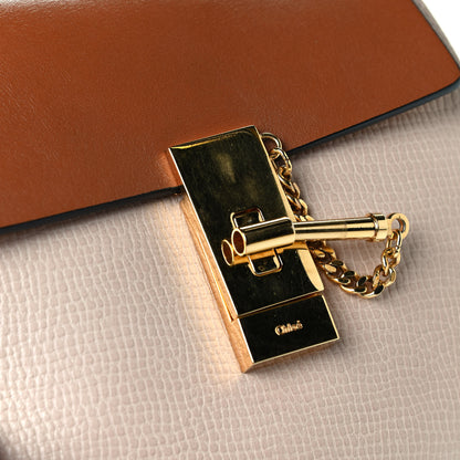 Chloe Grained Calfskin Lambskin Mini Bi-Color Drew Shoulder Bag Powder Beige Caramel 11 of 13