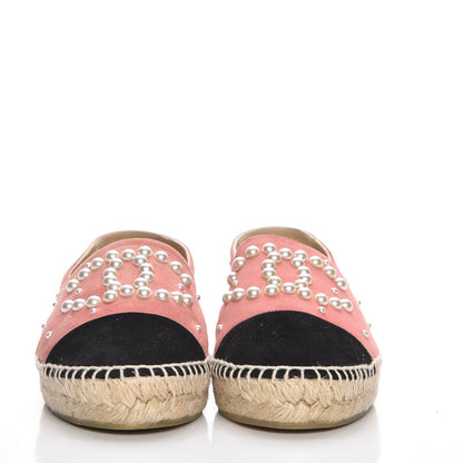 Chanel Suede Pearl CC Espadrilles 38 Pink 2 of 10
