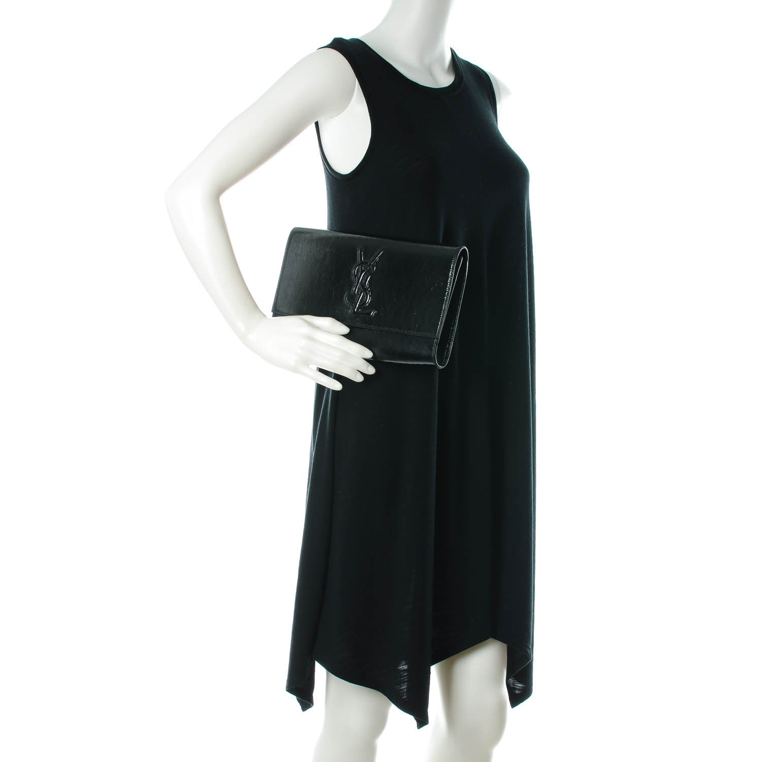 Saint Laurent Textured Patent Monogram Large Belle De Jour Clutch Black 2 of 7