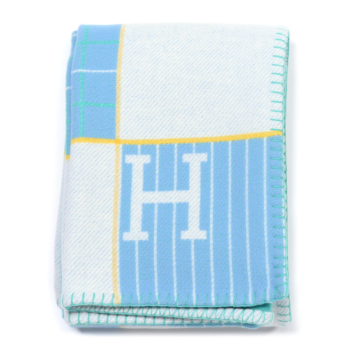 Wool Cashmere Avalon Passe-Passe Blanket Bleuet