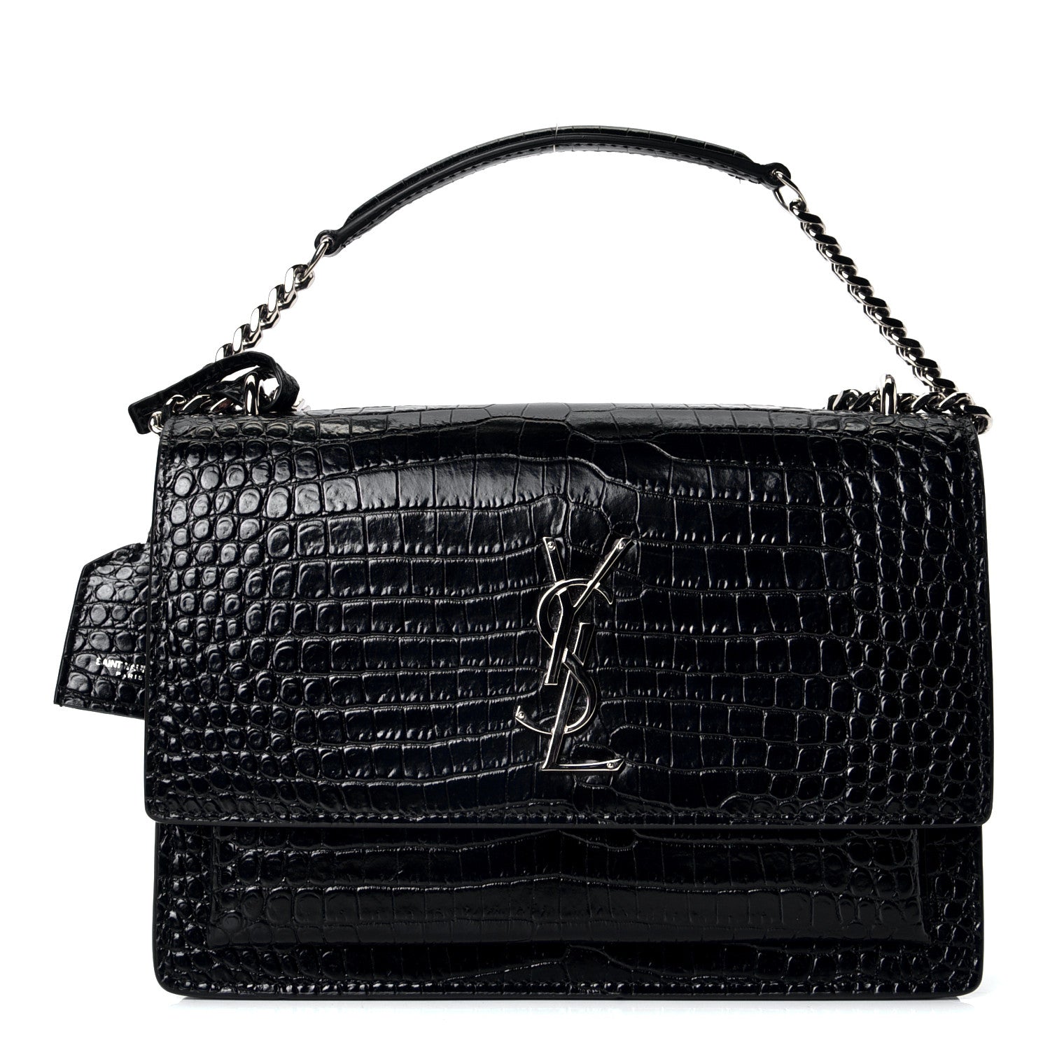 Saint Laurent Calfskin Crocodile Embossed Medium Monogram Sunset Black 1 of 4