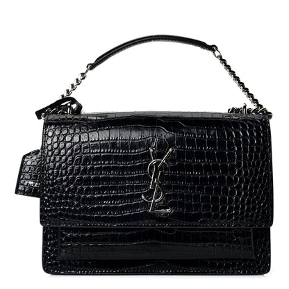 Saint Laurent Calfskin Crocodile Embossed Medium Monogram Sunset Black 1 of 4