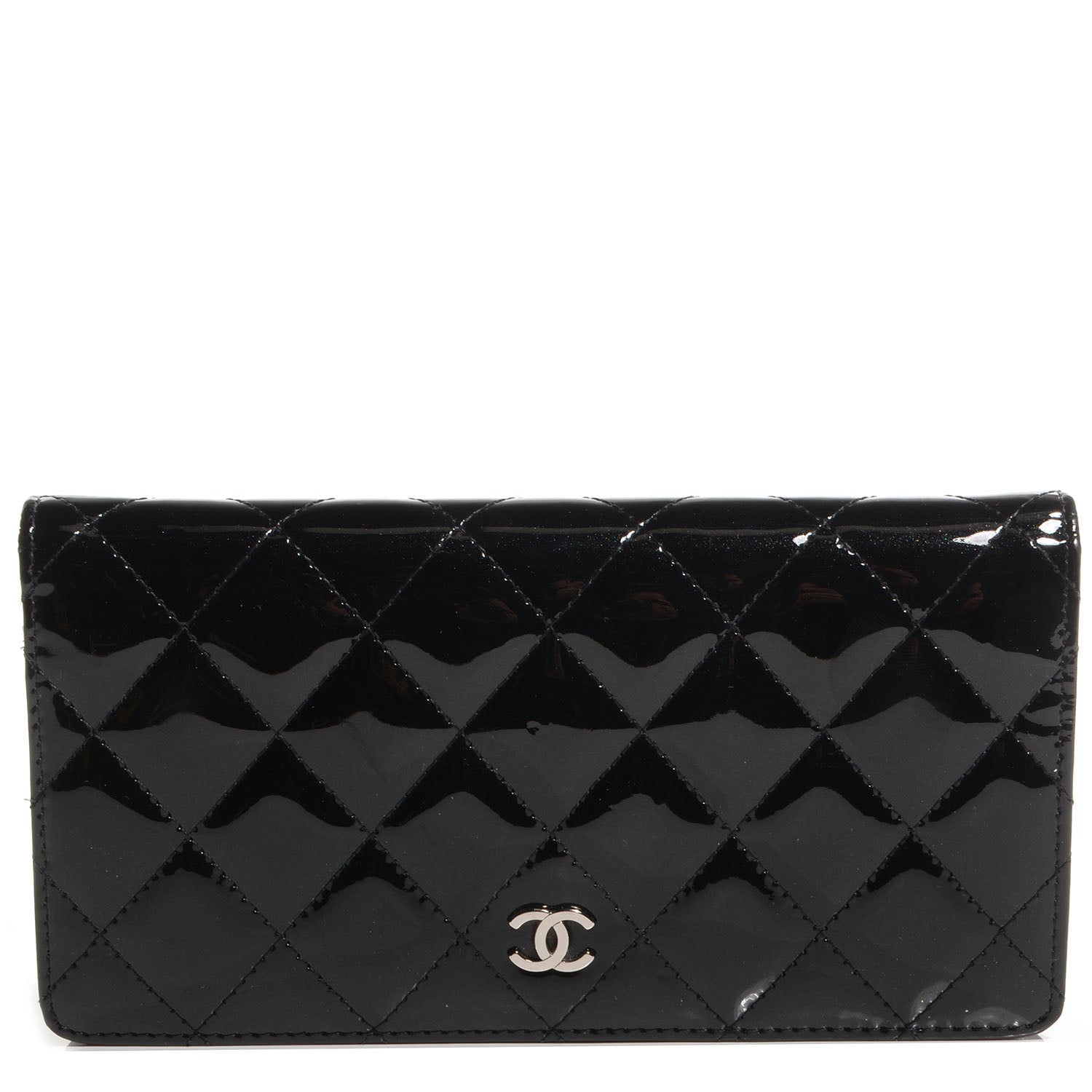 Chanel Glitter Patent Yen Wallet Black 1 of 9
