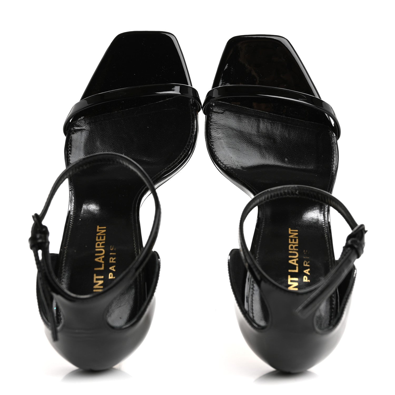 Saint Laurent Patent Calfskin Opyum 110 Sandals 37 Black Gold 2 of 10