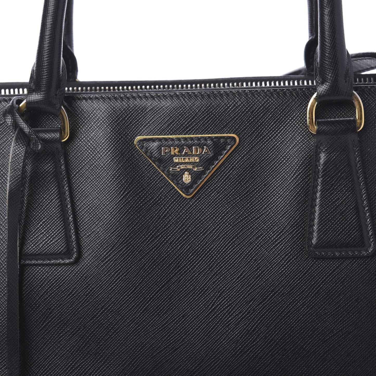 Saffiano Medium Galleria Double Zip Tote Black