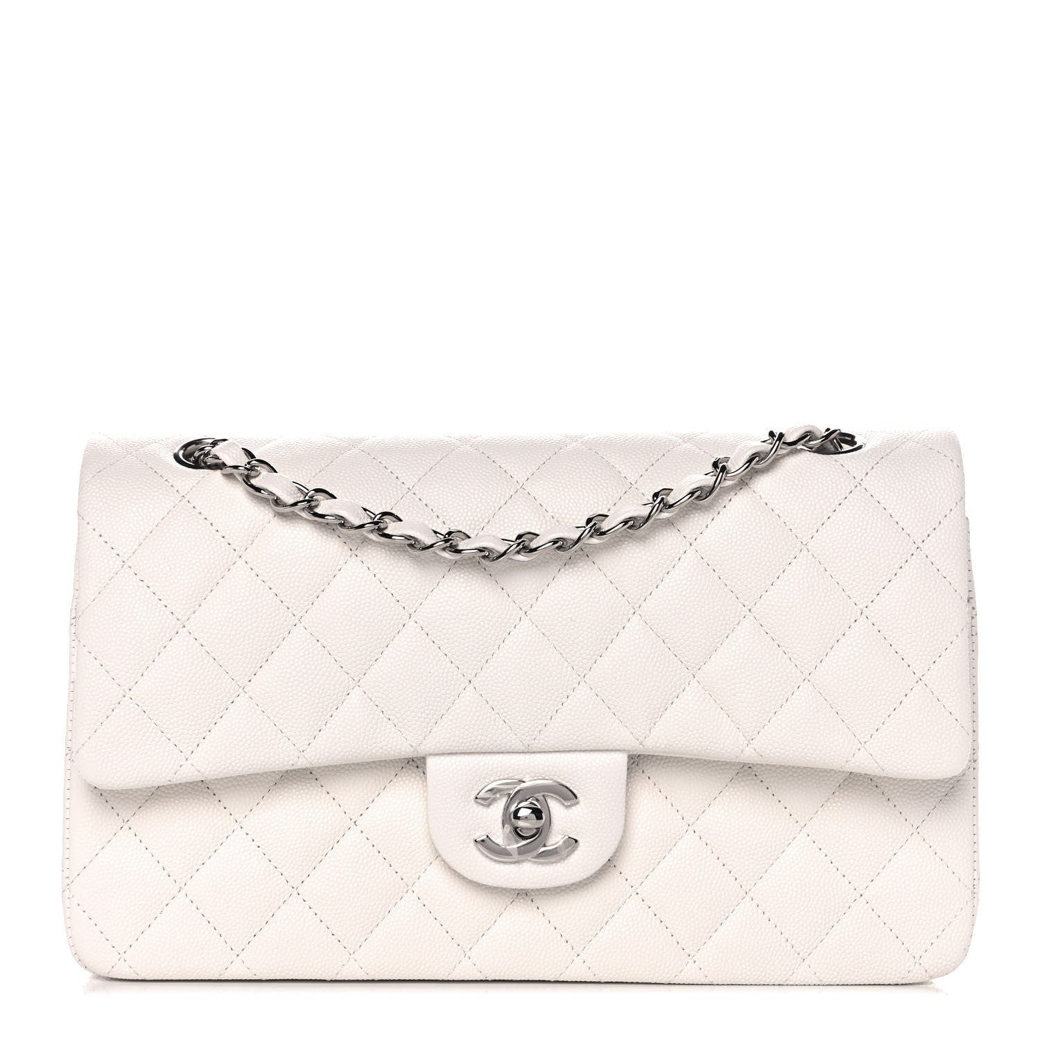 Chanel Caviar Quilted Medium Double Flap White 1 of 13
