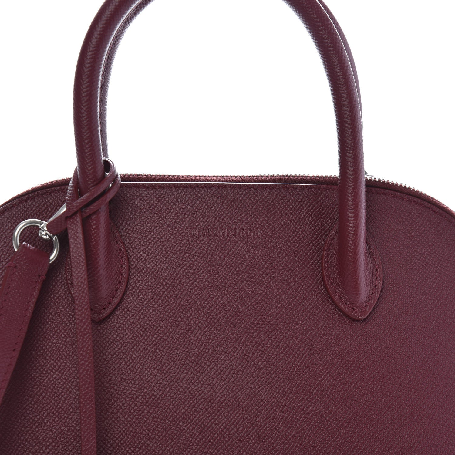 Balenciaga Signature Grained Calfskin Logo S Ville Top Handle Bag Dark Red Light White 10 of 11