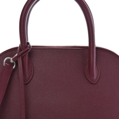 Balenciaga Signature Grained Calfskin Logo S Ville Top Handle Bag Dark Red Light White 10 of 11