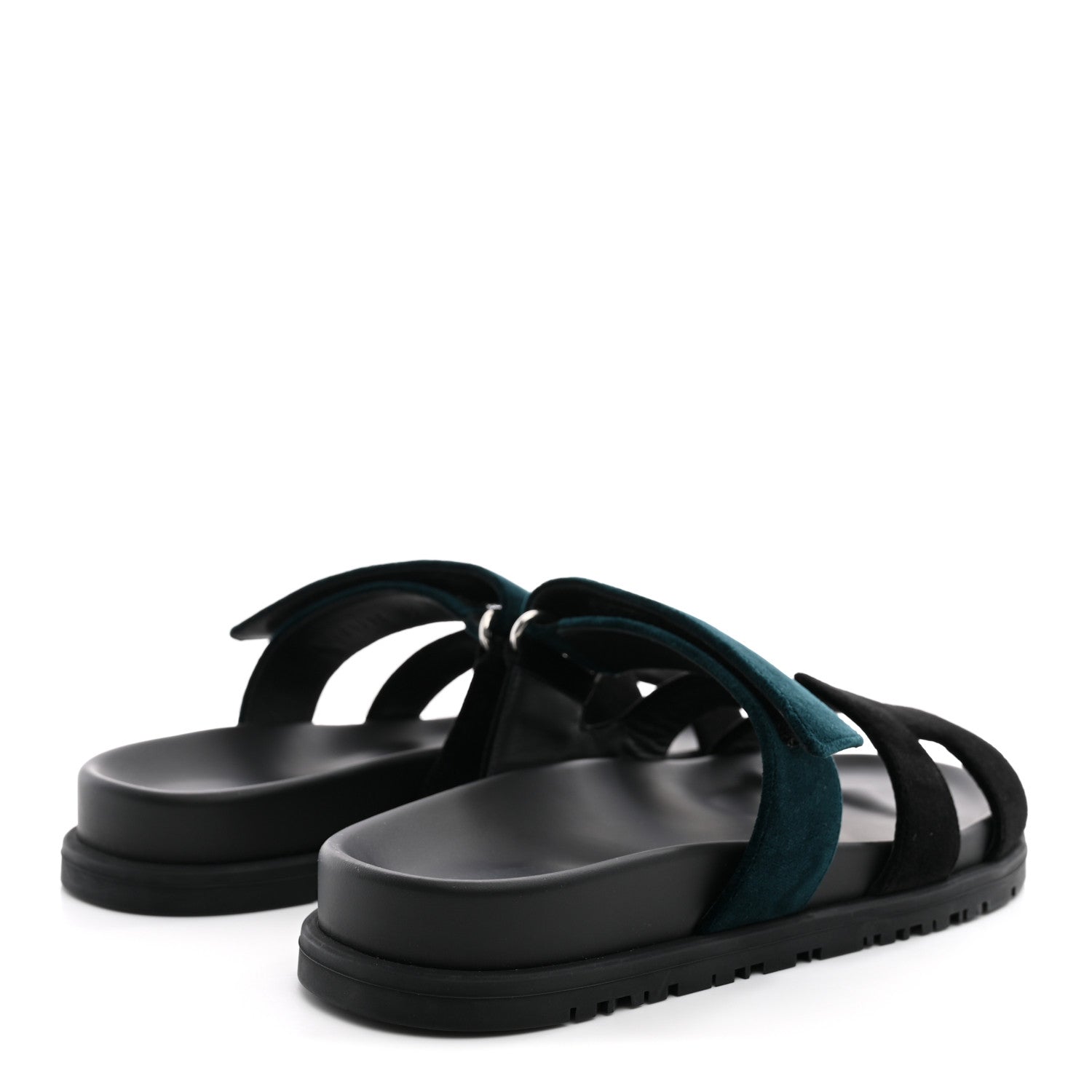 Hermes Velvet Womens Chypre Sandals 36 Black Vert Mousse 5 of 9