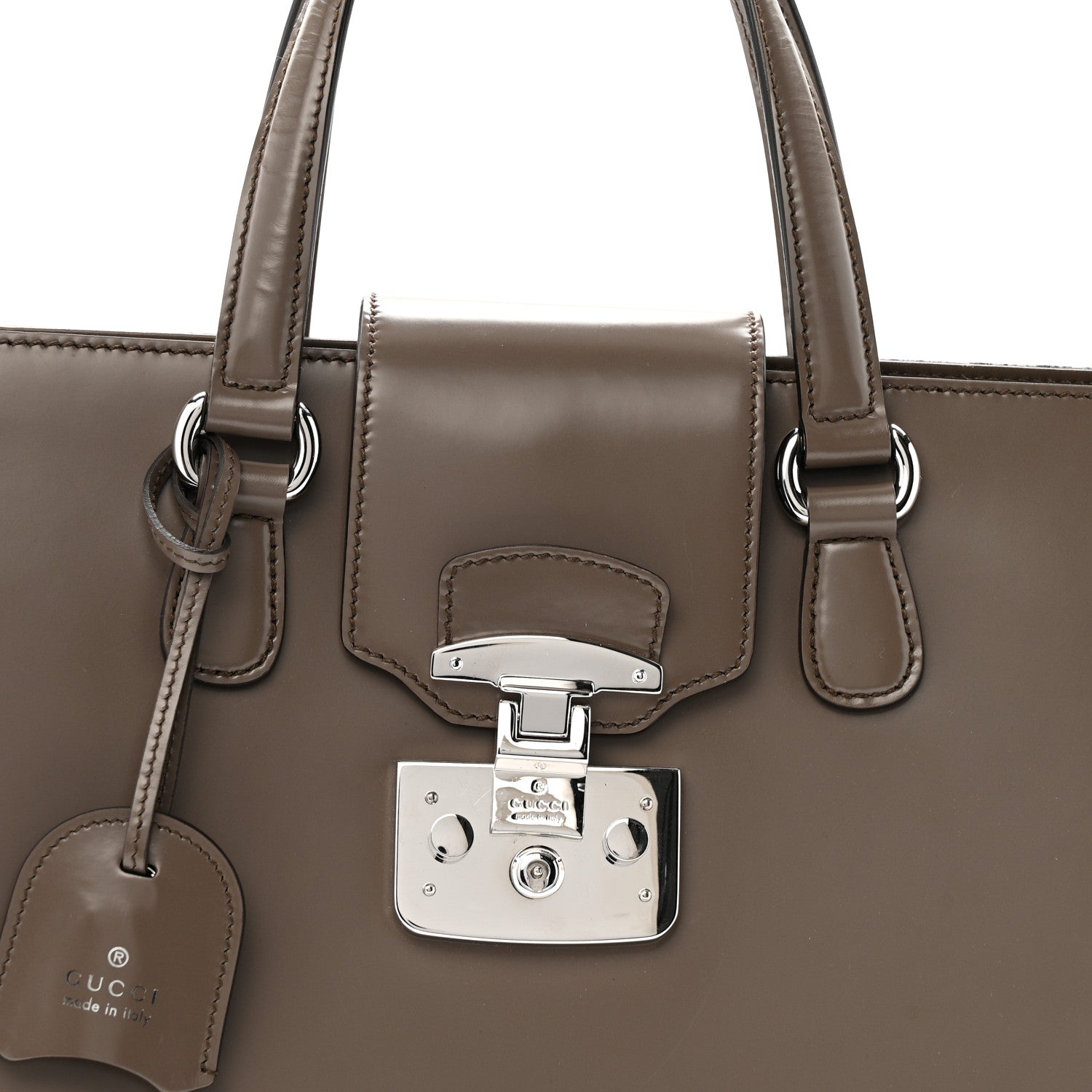 Gucci Regent Calfskin Large Lady Lock Flap Top Handle Bag Grey 8 of 13