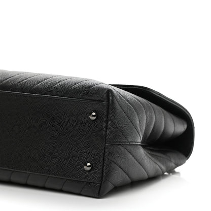 Chanel Caviar Chevron Quilted Medium Coco Handle Flap So Black 10 of 10