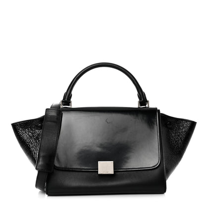 Celine Shiny Goatskin Small Trapeze Black 1 of 9