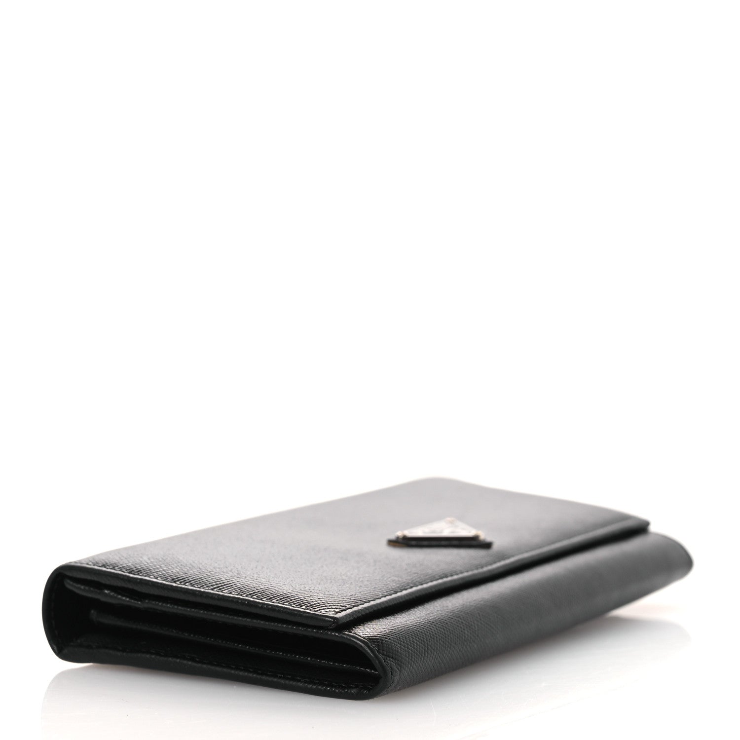Prada Saffiano Triangle Continental Flap Wallet Black 4 of 8