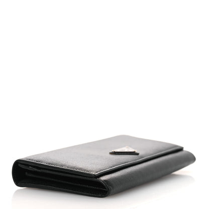 Prada Saffiano Triangle Continental Flap Wallet Black 4 of 8