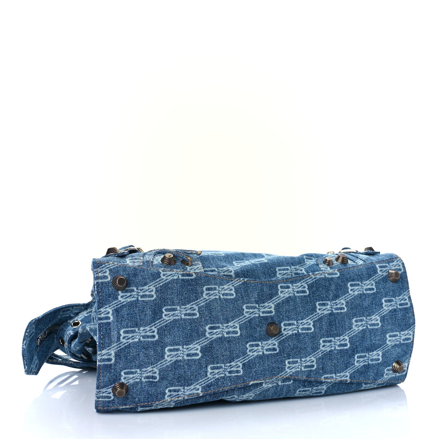 Balenciaga Denim BB Monogram Neo Cagole City Handbag Blue 3 of 7