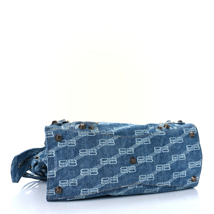 Balenciaga Denim BB Monogram Neo Cagole City Handbag Blue 3 of 7