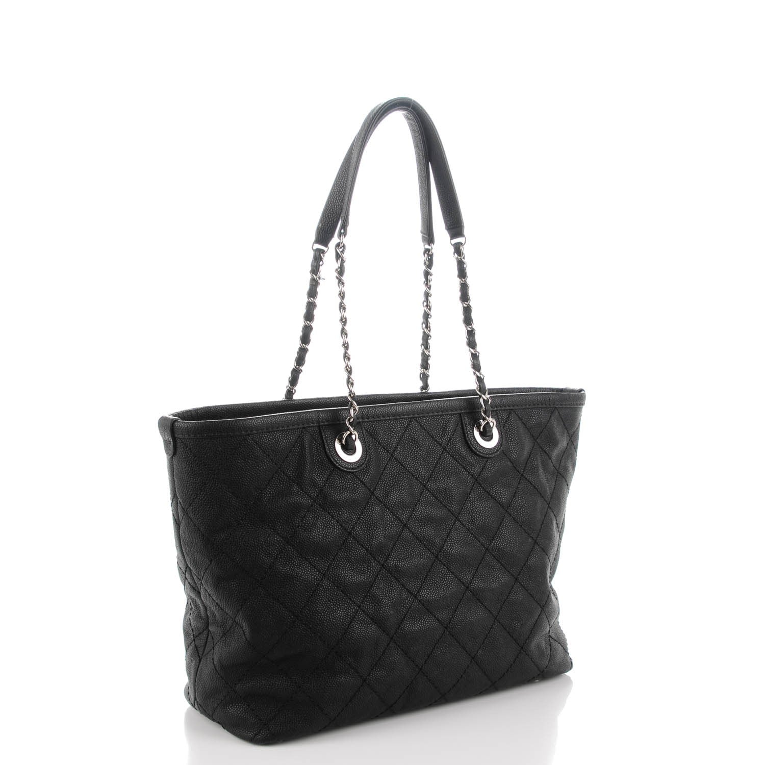 Chanel Grained Calfskin Quilted Small Daily Shopping Tote Black 3 of 8