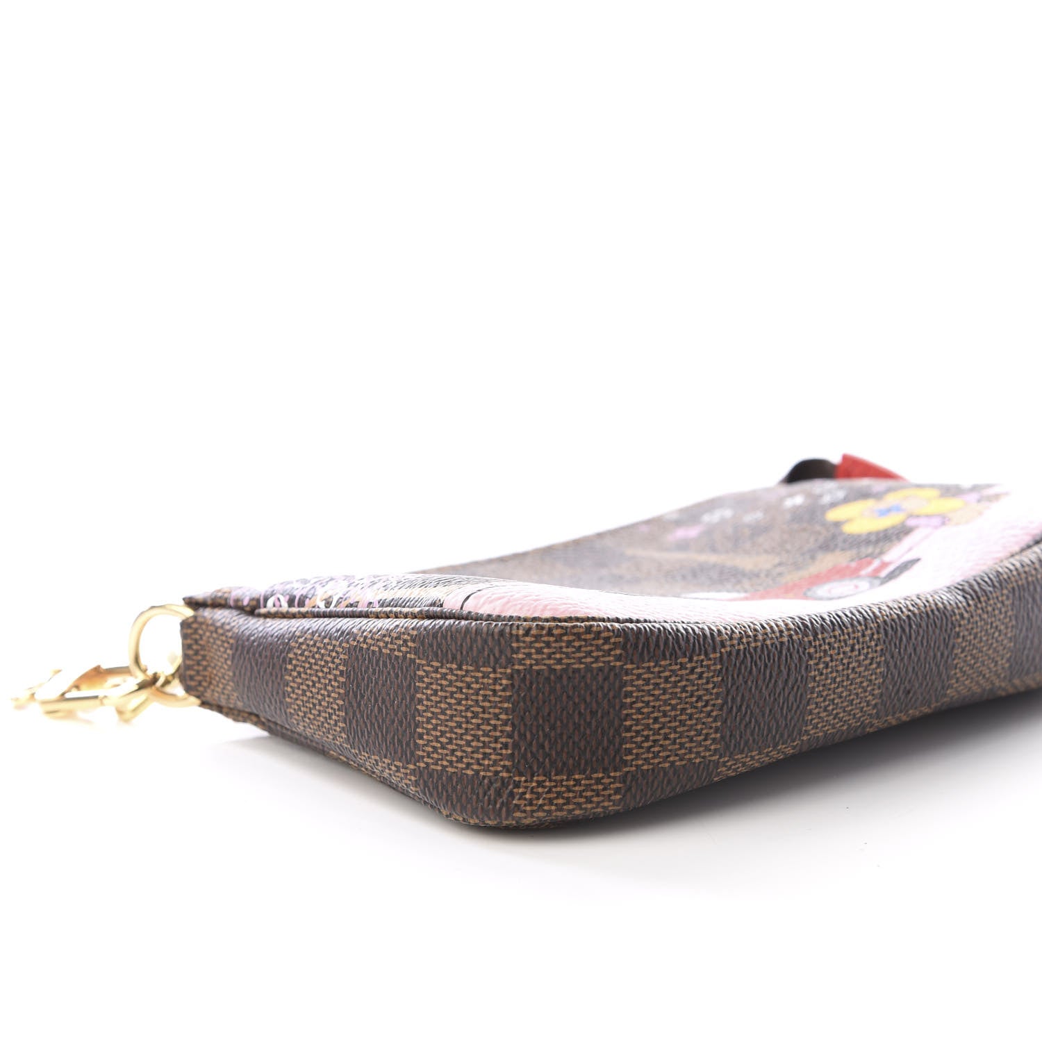 Louis Vuitton Damier Ebene 2019 Christmas Animation Mini Pochette Accessories Red 5 of 9