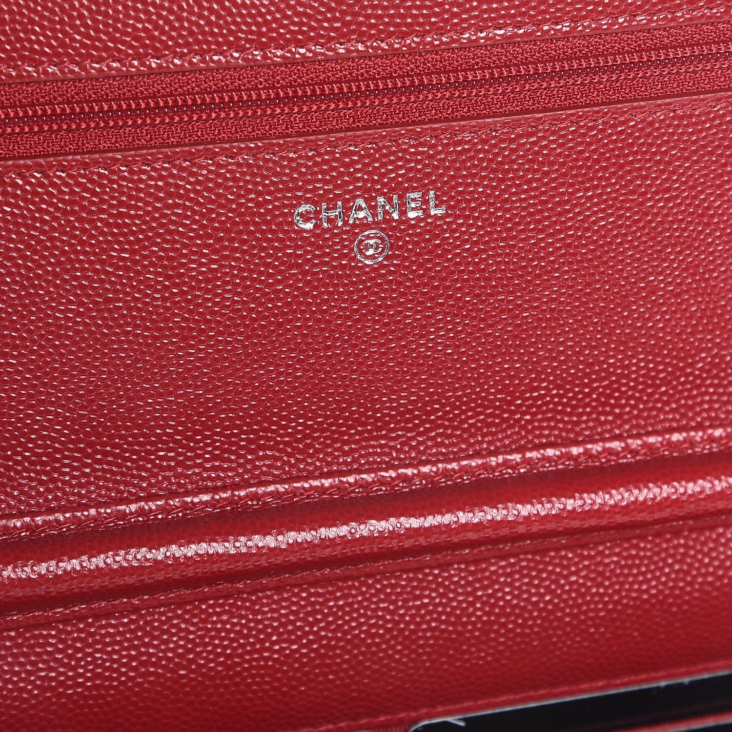 Chanel Caviar Quilted Wallet on Chain WOC Red 6 of 9