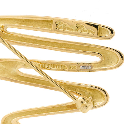 Tiffany 18K Yellow Gold Platinum Diamond Paloma Picasso Zig Zag Brooch 4 of 4