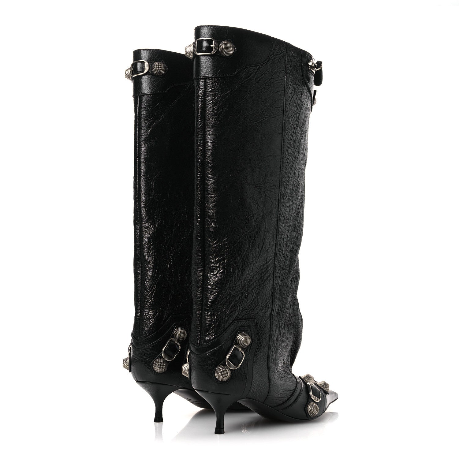 Balenciaga Agneau Arena Spiked Cagole 50mm Wide Boots 36 Black 5 of 11