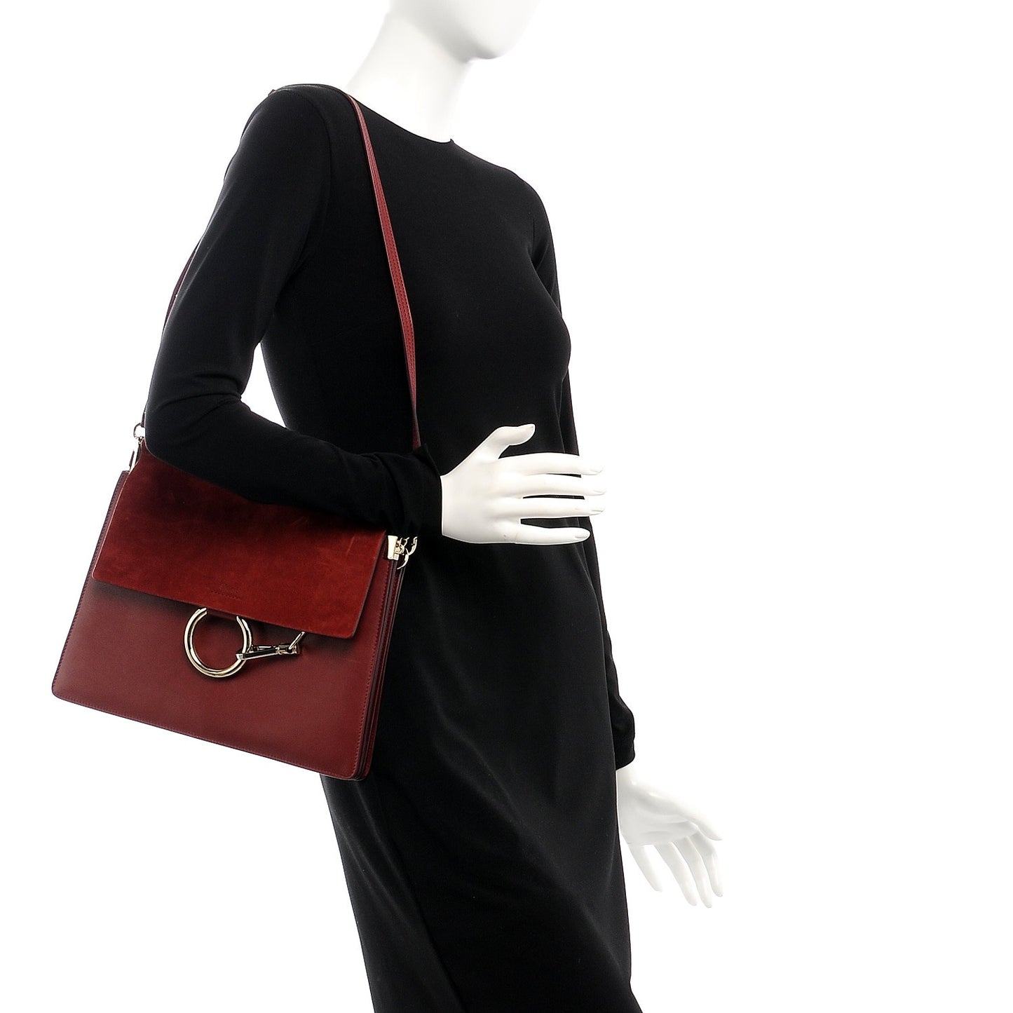 Calfskin Suede Medium Faye Shoulder Bag Plum Purple