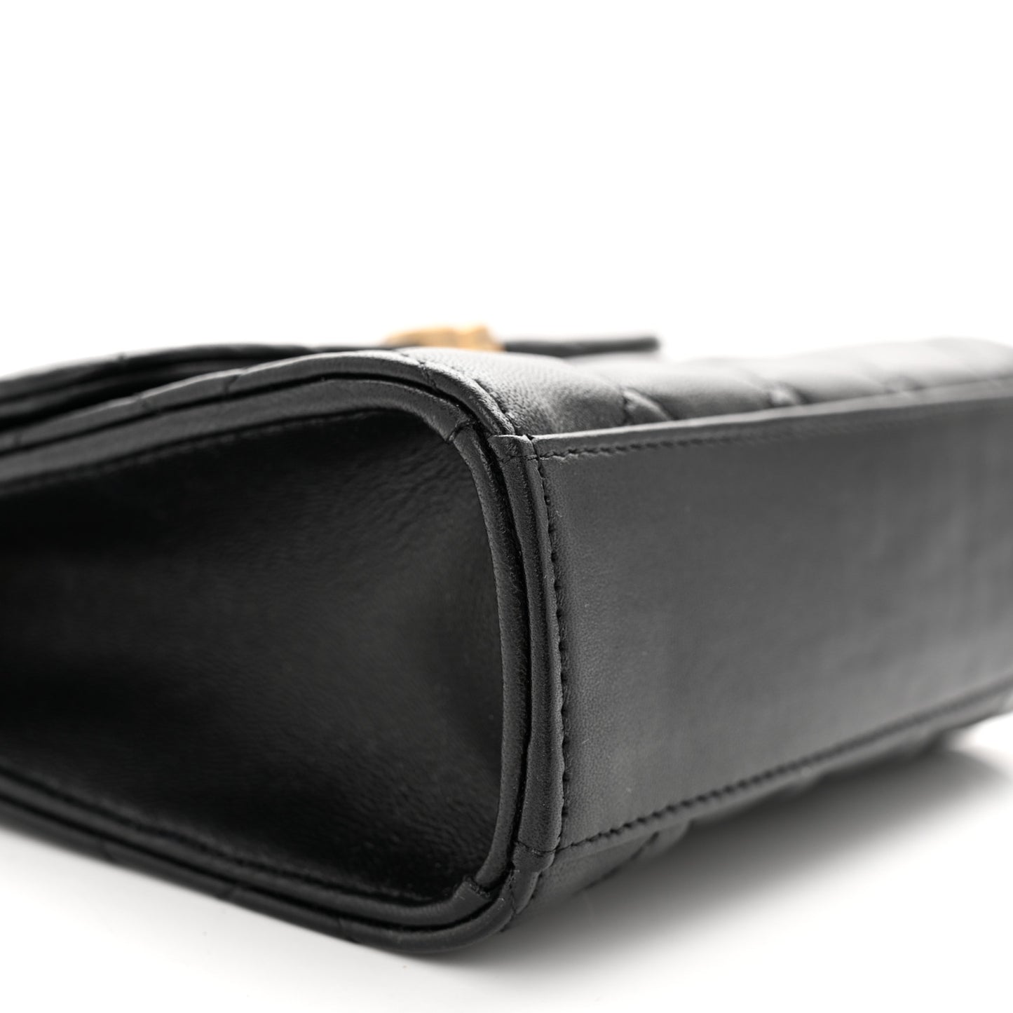 Lambskin Enamel Quilted Top Handle Flap With Chain Black