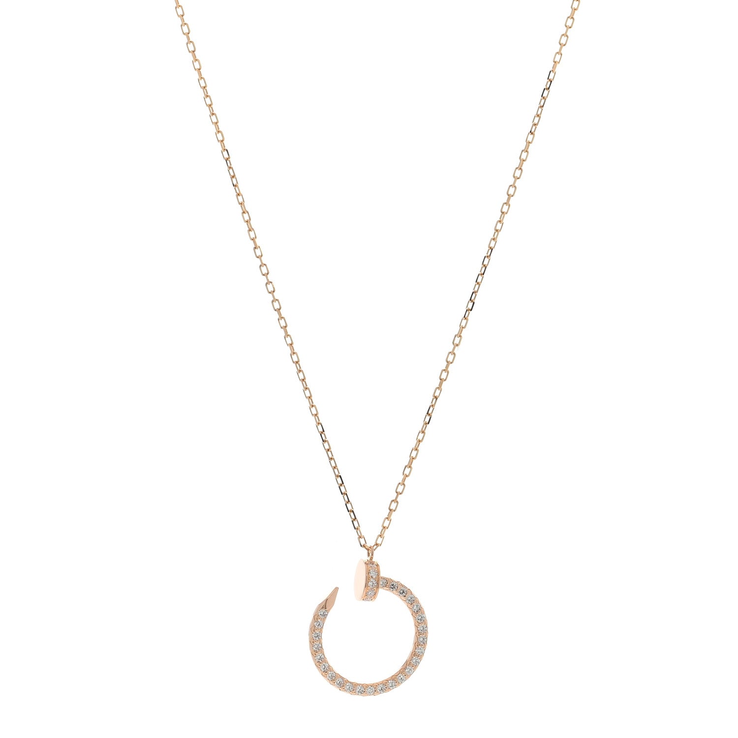 Cartier 18K Pink Gold Diamond Juste Un Clou Paved Pendant Necklace 1 of 4