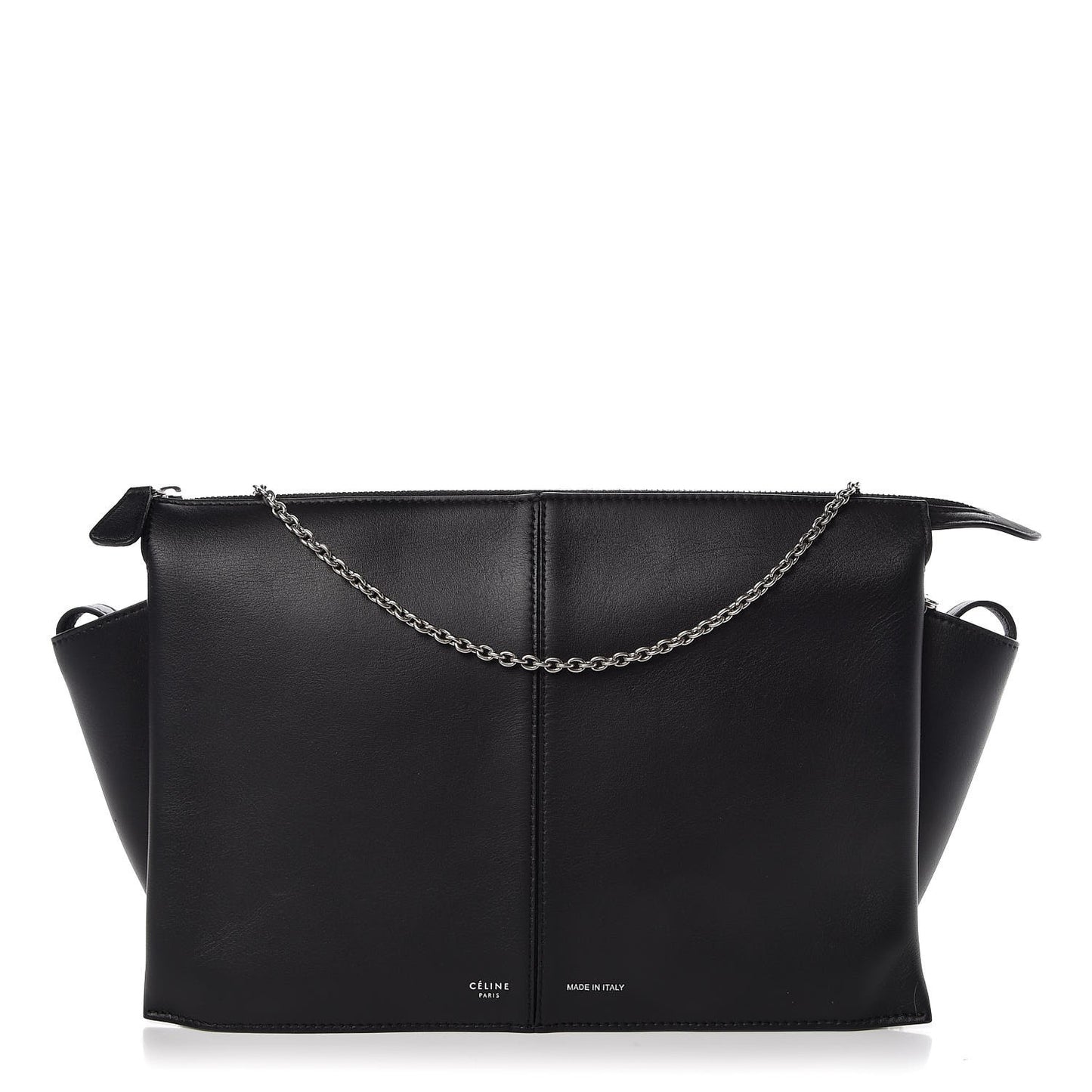 Supple Natural Calfskin Tri-Fold Clutch Black