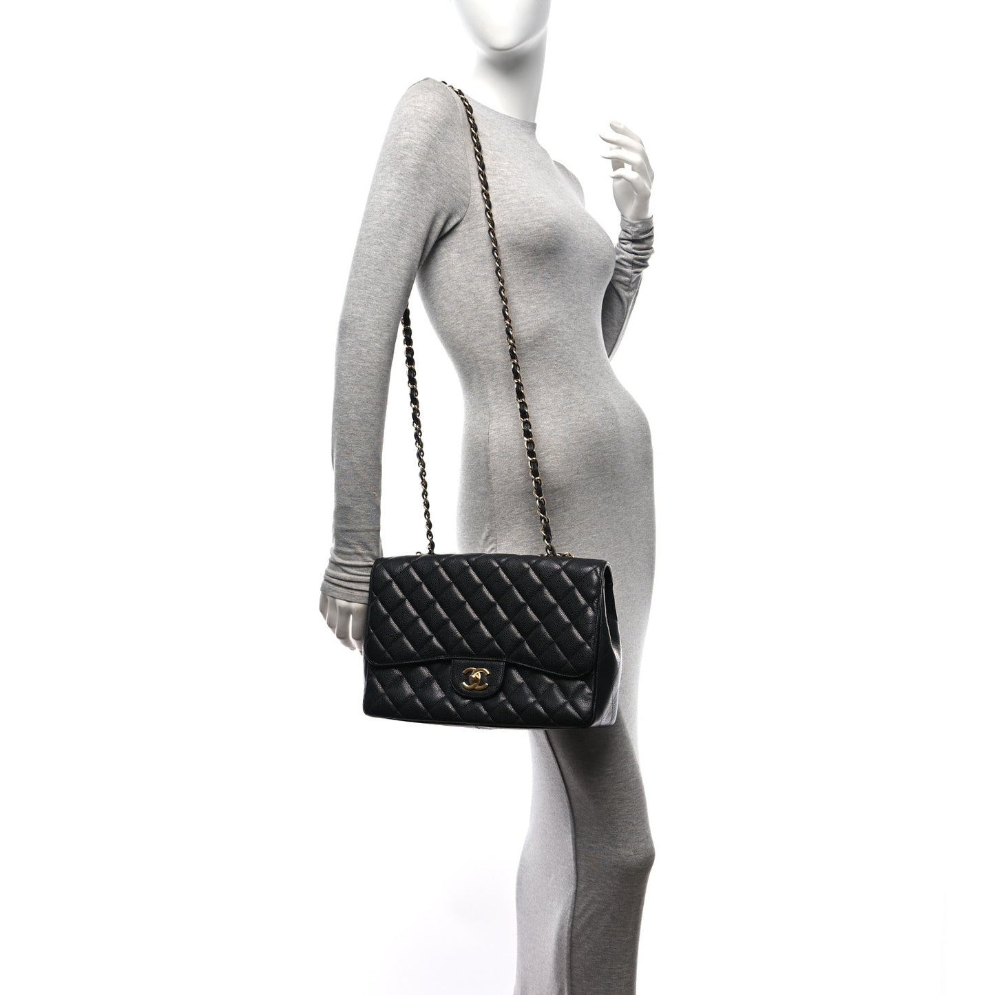 Caviar Quilted Jumbo Single Flap Black