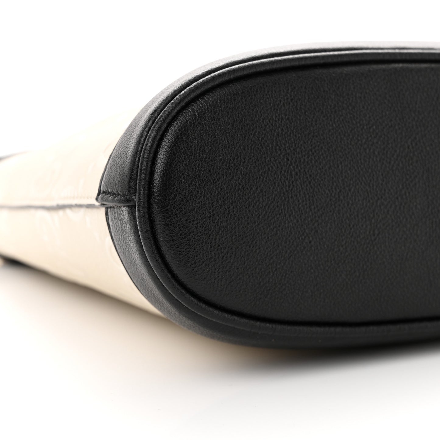 Wonka Grain Calfskin GG Monogram Debossed Small Padlock Shoulder Bag Mystic White Black