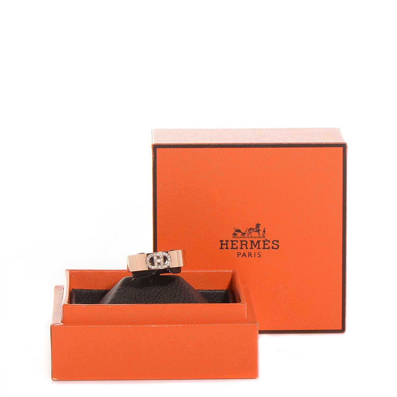 Hermes 18K Yellow Gold Diamond H D'Ancre Ring PM 54 7 5 of 5