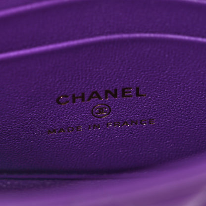 Chanel Lambskin Quilted Top Handle Flap Clutch With Chain Purple 6 of 10